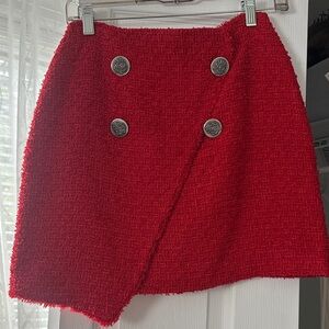 Elegant Red Double-Breasted Skirt